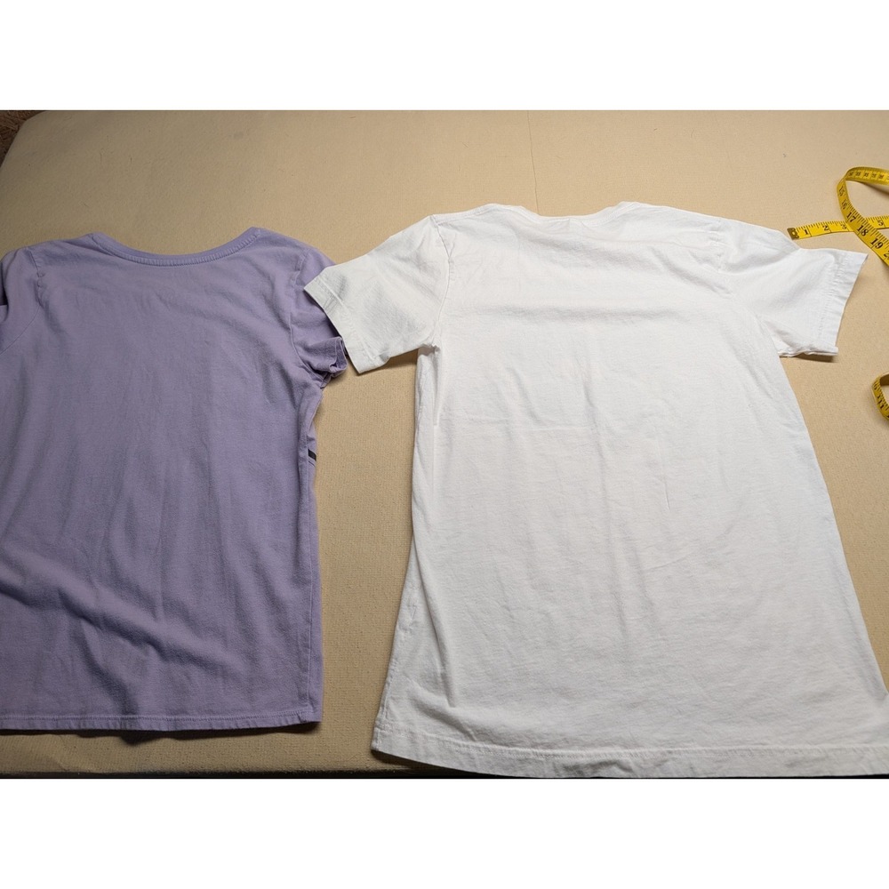 Minnie‎ Mouse Women's Size Medium 2 T Shirts White & Lavender Cotton Blend - Picture 2 of 4